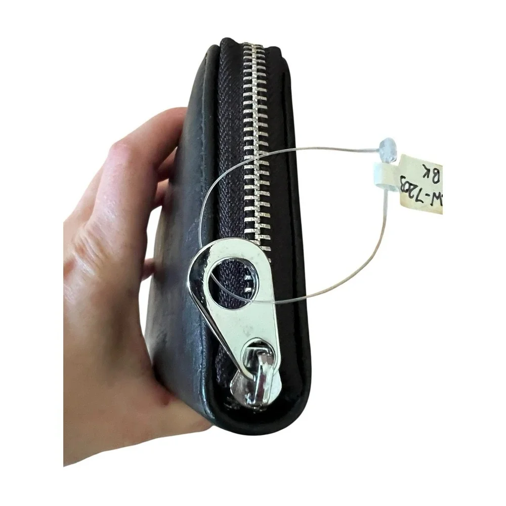 BLACK RHINESTONE OWL ACCORDION Zip Around WALLET Wristlet Bonus Keyring Strap‎